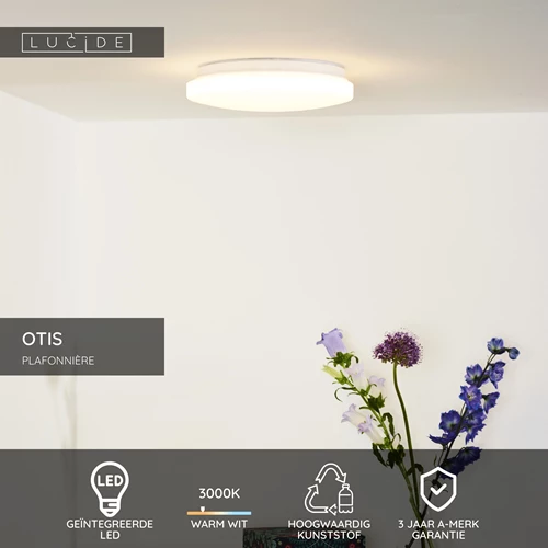 Lucide OTIS - Plafonnière - Ø 26 cm - LED - 1x14W 3000K - Opaal - USP